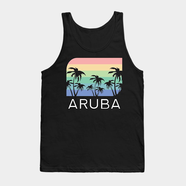 Aruba Island Beach Retro Vintage Vacation Souvenir Flag Tank Top by Shirtsurf